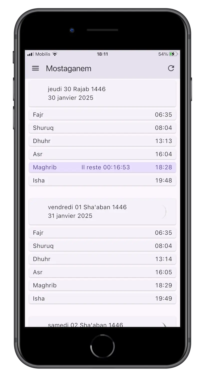 Interface de temps de prière magnifique